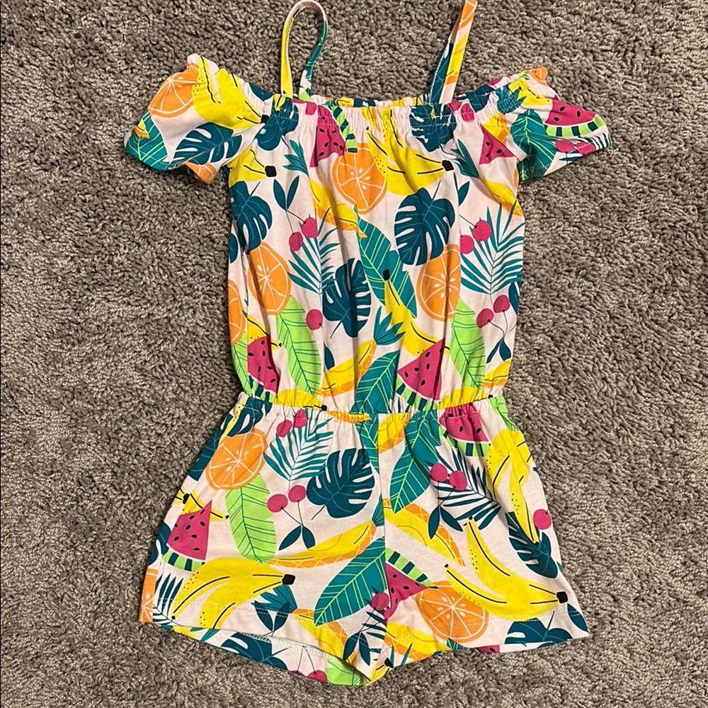 The Children's Place Yellow and Green Tropical Jumpsuit